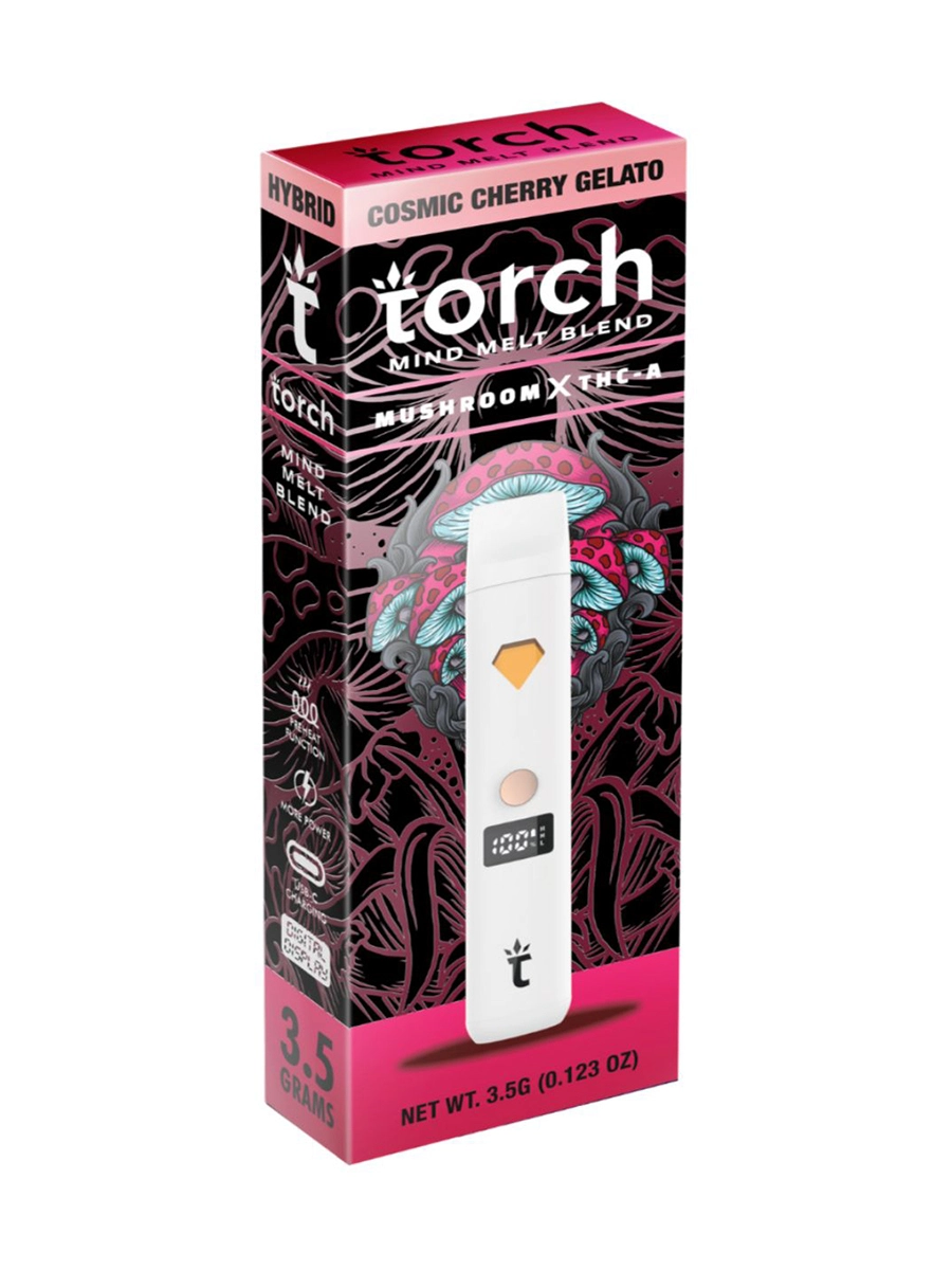 Cosmic Cherry Gelato Torch Mind Melt Mushroom x THC-A Blend White Series Vape 3.5G 1 Cosmic Cherry Gelato Torch Mind Melt Mushroom x THC-A Blend White Series Vape 3.5G