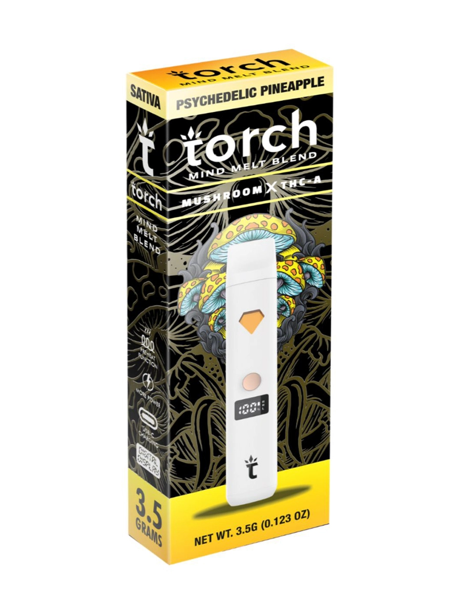 Psychedelic Pineapple Torch Mind Melt Mushroom x THC-A Blend White Series Vape 3.5G 1 Psychedelic Pineapple Torch Mind Melt Mushroom x THC-A Blend White Series Vape 3.5G