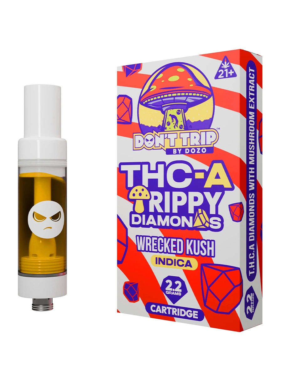 Wrecked Kush Don’t Trip by Dozo THC-A Trippy Diamonds Cartridge 2.2G 1 Wrecked Kush Don’t Trip by Dozo THC-A Trippy Diamonds Cartridge 2.2G