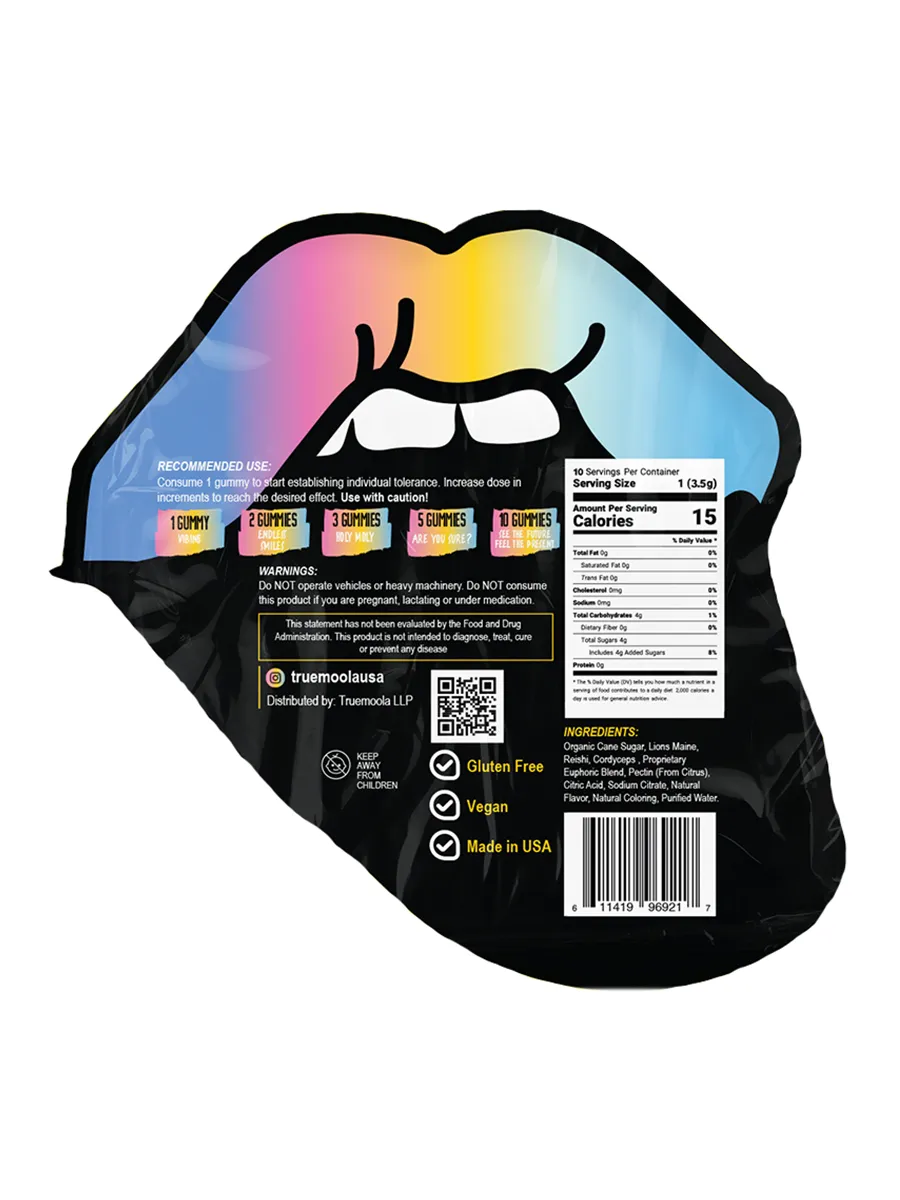 Tutti Fruity Truemoola Holy Moly Mushroom Gummies 10ct 2 Tutti Fruity Truemoola Holy Moly Mushroom Gummies 10ct - Image 2