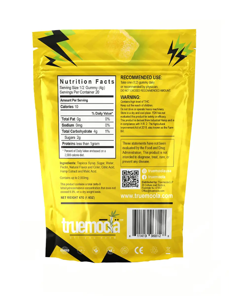 Lemonade Truemoola Sour Cube Live Resin Infused THC Gummies 2000MG 2 Lemonade Truemoola Sour Cube Live Resin Infused THC Gummies 2000MG - Image 2