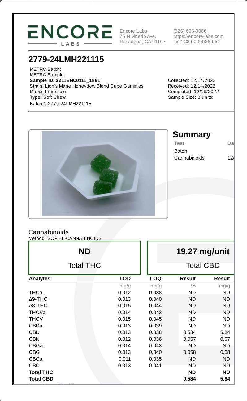 Lion’s Mane Honeydew Melon Cutleaf Mushroom CBD Gummies 1000mg 2 Lion’s Mane Honeydew Melon Cutleaf Mushroom CBD Gummies 1000mg - Image 2