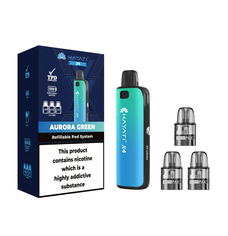 Hayati X4 Refillable Pod Vape Kit Aurora Green 2 Hayati X4 Refillable Pod Vape Kit Aurora Green - Image 2