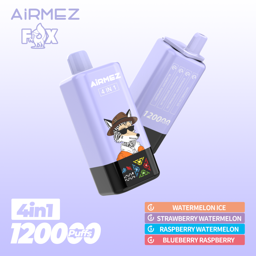 Airmez vape - Fox 4in1 120000puffs Disposable Vape Watermelon Ice & Strawberry Watermelon & Raspberry Watermelon & Blueberry Raspberry 1 Airmez vape - Fox 4in1 120000puffs Disposable Vape Watermelon Ice & Strawberry Watermelon & Raspberry Watermelon & Blueberry Raspberry