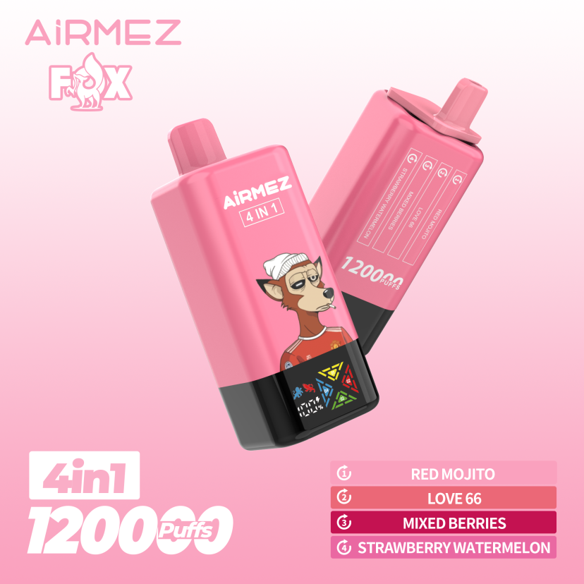 Airmez Fox 4-in-1 Disposable Vape 120000 Puffs Red Mojito & Love 66 & Mixed Berries & Strawberry Watermelon 1 Airmez Fox 4-in-1 Disposable Vape 120000 Puffs Red Mojito & Love 66 & Mixed Berries & Strawberry Watermelon