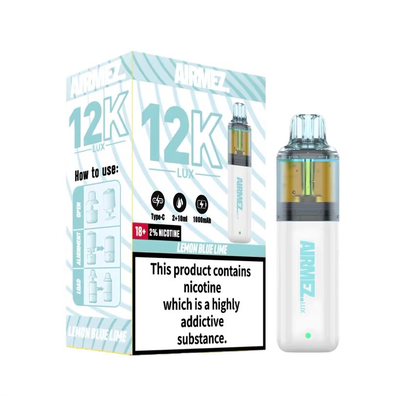 Airmez Lux 12K Lemon Blue Lime Prefilled Vape Kit 2 Airmez Lux 12K Lemon Blue Lime Prefilled Vape Kit - Image 2