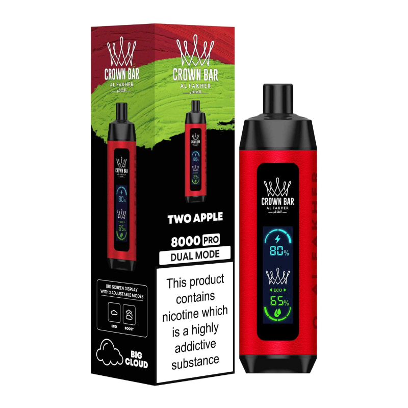 AL FAKHER Crown Bar Pro 8000 Puffs Two Apple Disposable 1 AL FAKHER Crown Bar Pro 8000 Puffs Two Apple Disposable
