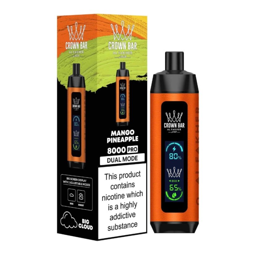 AL FAKHER Crown Bar Pro 8000 Puffs Mango Pineapple Disposable Vape 1 AL FAKHER Crown Bar Pro 8000 Puffs Mango Pineapple Disposable Vape