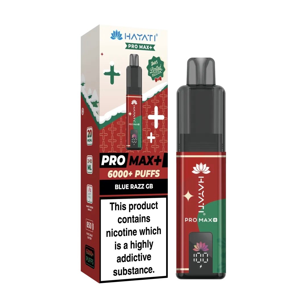 BLUE RAZZ CHERRY HAYATI PRO MAX+ 6000 PUFFS KIT CHRISTMAS EDITION 1 BLUE RAZZ CHERRY HAYATI PRO MAX+ 6000 PUFFS KIT CHRISTMAS EDITION