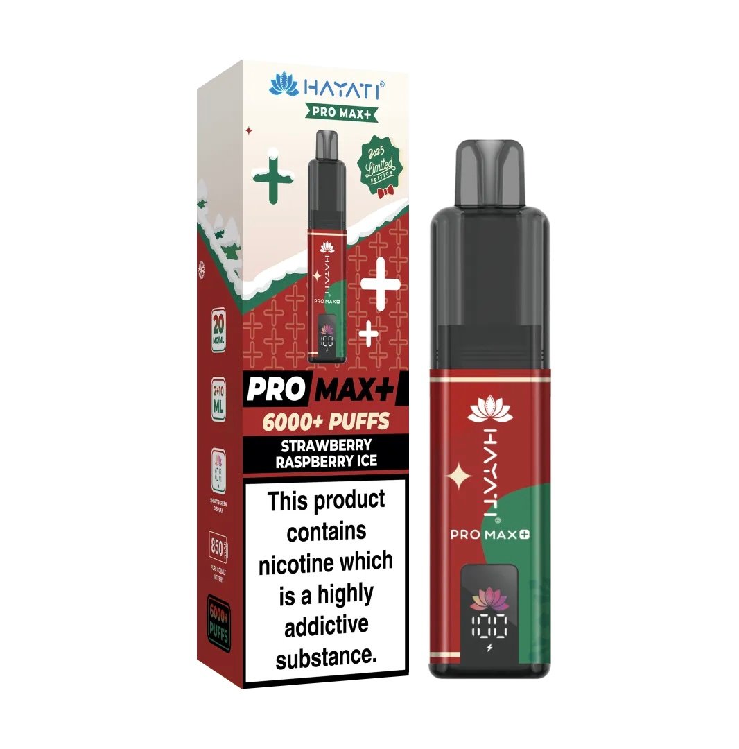 STRAWBERRY RASPBERRY ICE HAYATI PRO MAX+ 6000 PUFFS KIT CHRISTMAS EDITION 1 STRAWBERRY RASPBERRY ICE HAYATI PRO MAX+ 6000 PUFFS KIT CHRISTMAS EDITION