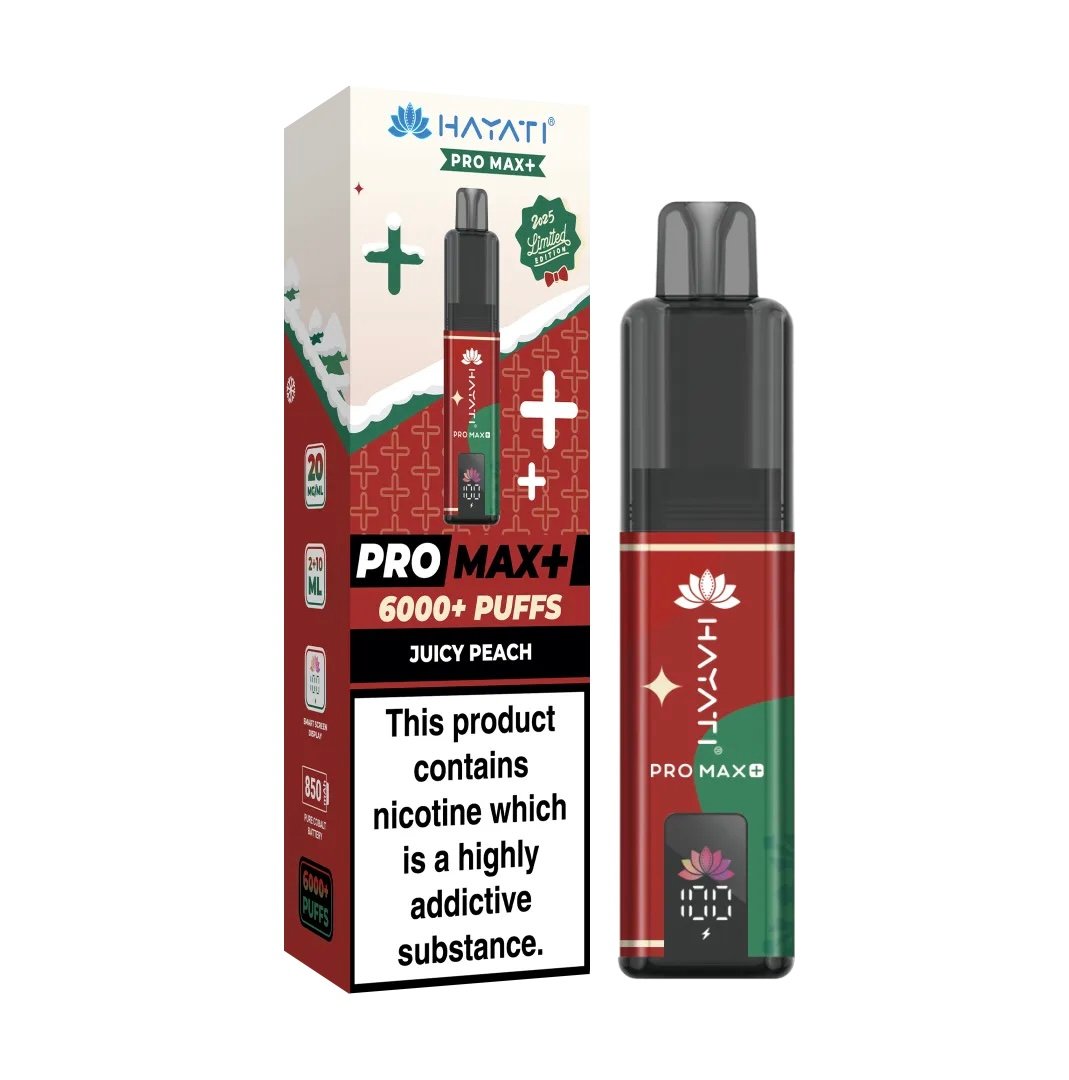 JUICY PEACH HAYATI PRO MAX+ 6000 PUFFS KIT CHRISTMAS EDITION 1 JUICY PEACH HAYATI PRO MAX+ 6000 PUFFS KIT CHRISTMAS EDITION