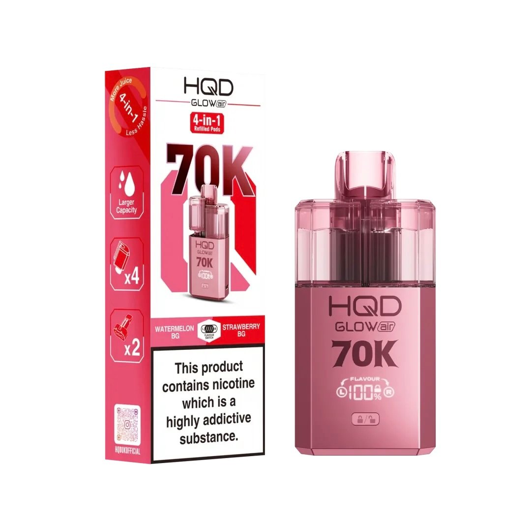 WATERMELON BG / STRAWBERRY BG HQD GLOW AIR 70K PUFFS PREFILLED POD KIT 1 WATERMELON BG / STRAWBERRY BG HQD GLOW AIR 70K PUFFS PREFILLED POD KIT