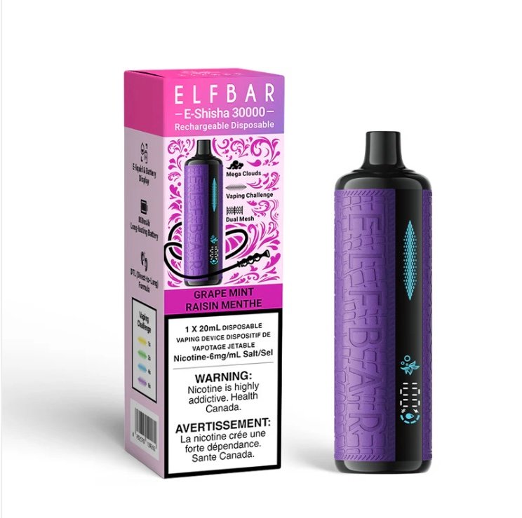 Grape Mint – ELF BAR E Shisha 30000 Puffs Disposable Vape 1 Grape Mint – ELF BAR E Shisha 30000 Puffs Disposable Vape