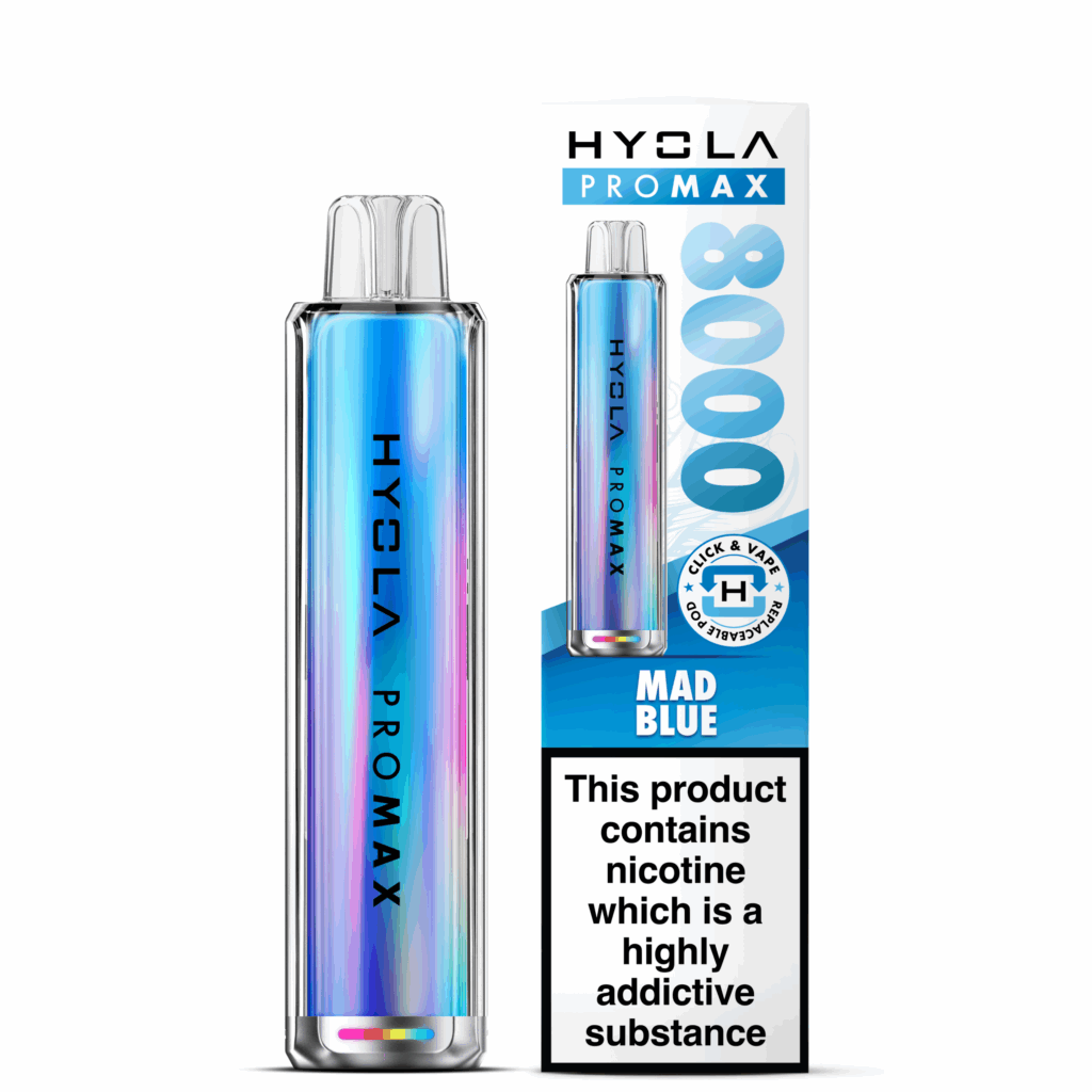Hyola Pro Max 8000 Prefilled Pod Kit 10ml - Mad Blue 1 Hyola Pro Max 8000 Prefilled Pod Kit 10ml - Mad Blue